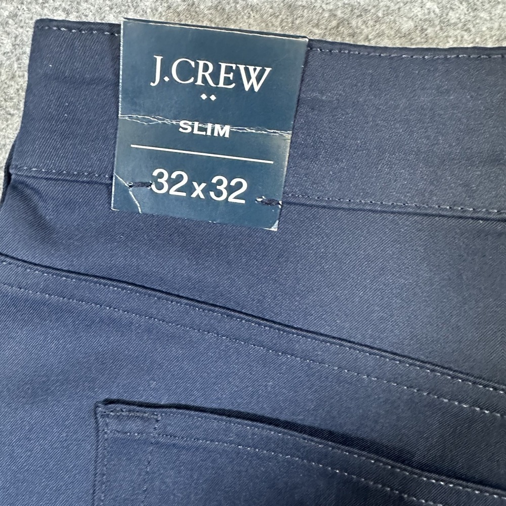 J Crew Pants Mens 32x32 Navy Blue Slim Flex Stretch Chino Dress Casual New Tags - Picture 2 of 12